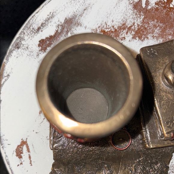 Steampunk Owl Cell Phone Pen Desk Statue Figurine Bronze Aviator Space Halloween - Picture 7 of 13